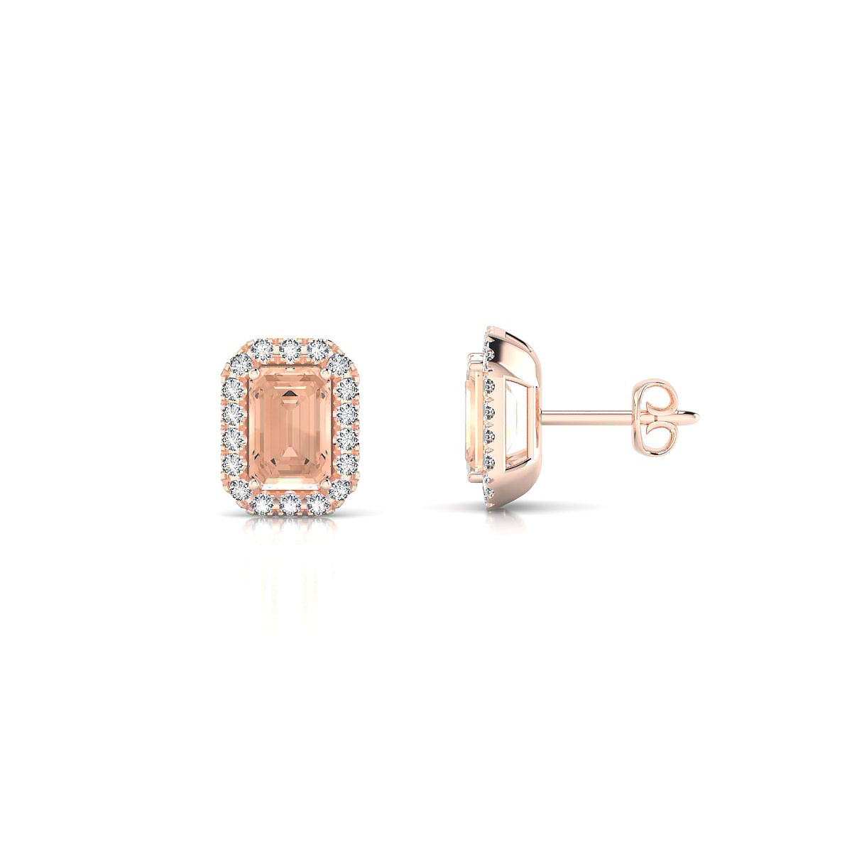 Solar | 18k Rose Gold 6 x 4 mm Emerald Morganite Earrings