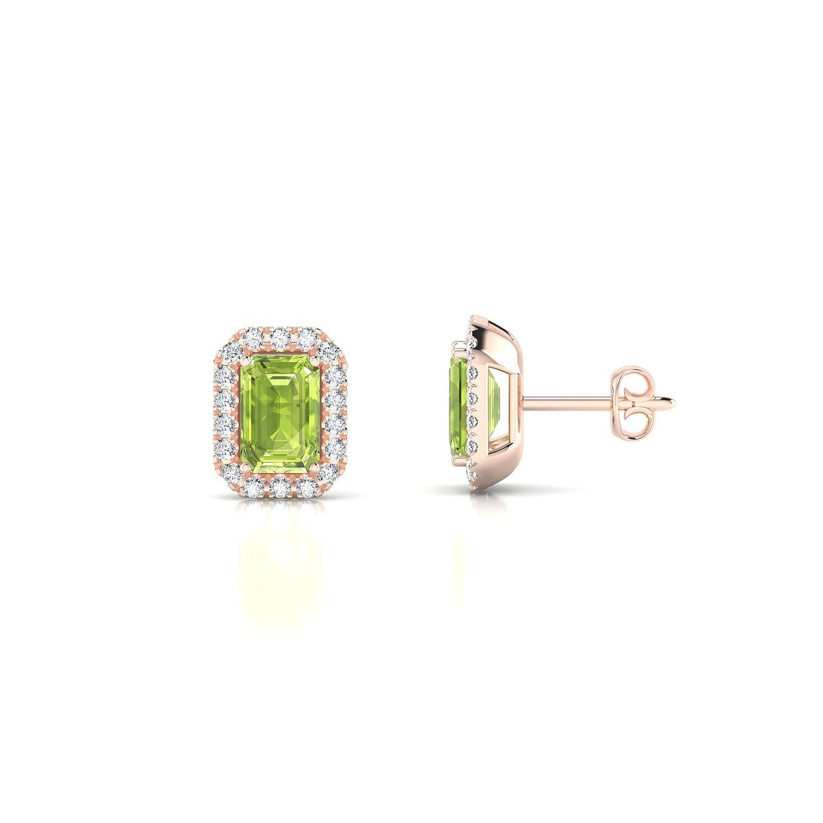 Solar | 18k Rose Gold 6 x 4 mm Emerald Peridot Earrings