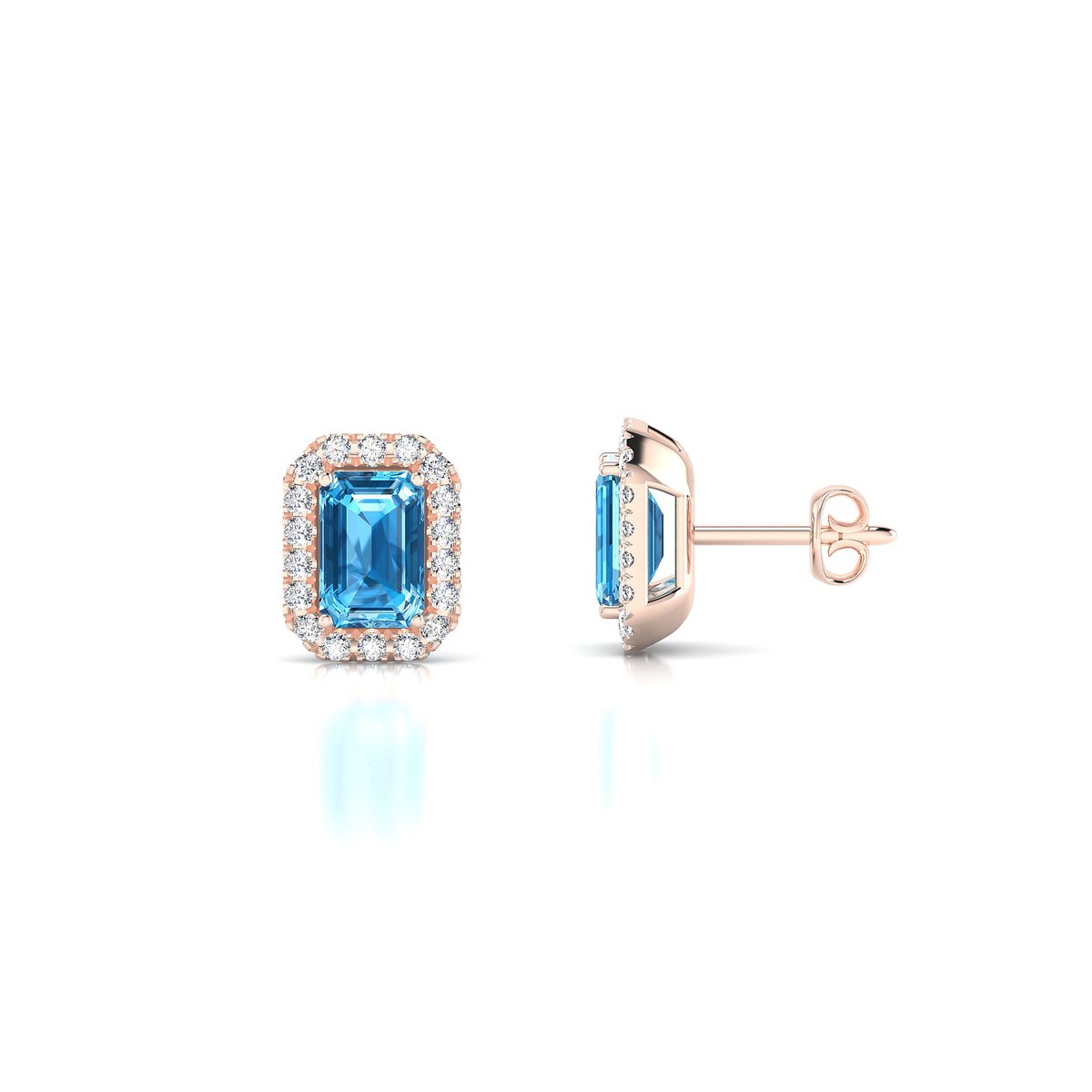 Solar | 18k Rose Gold 6 x 4 mm Emerald Topaz Earrings
