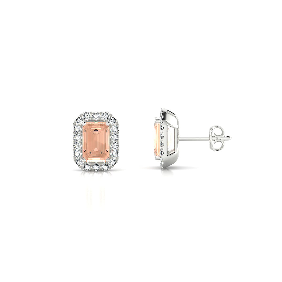 Solar | 18k White Gold 6 x 4 mm Emerald Morganite Earrings