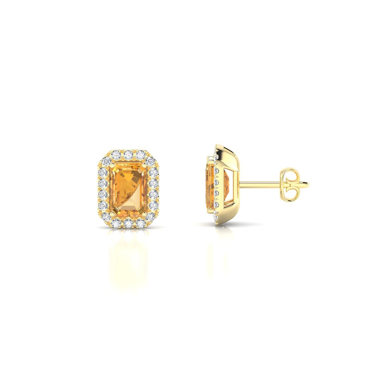 Solar | 18k Yellow Gold 6 x 4 mm Emerald Citrine Earrings