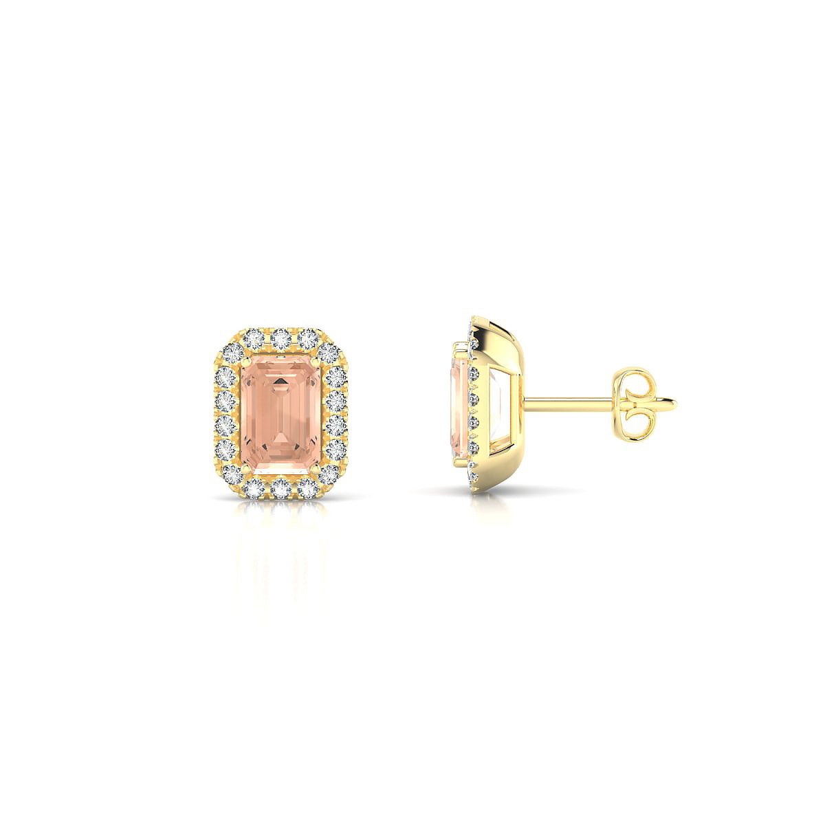 Solar | 18k Yellow Gold 6 x 4 mm Emerald Morganite Earrings