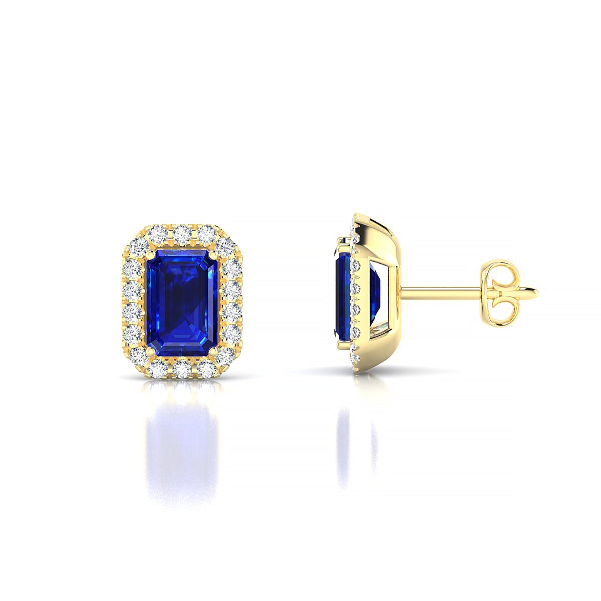 Solar | 18k Yellow Gold 6 x 4 mm Emerald Sapphire Earrings