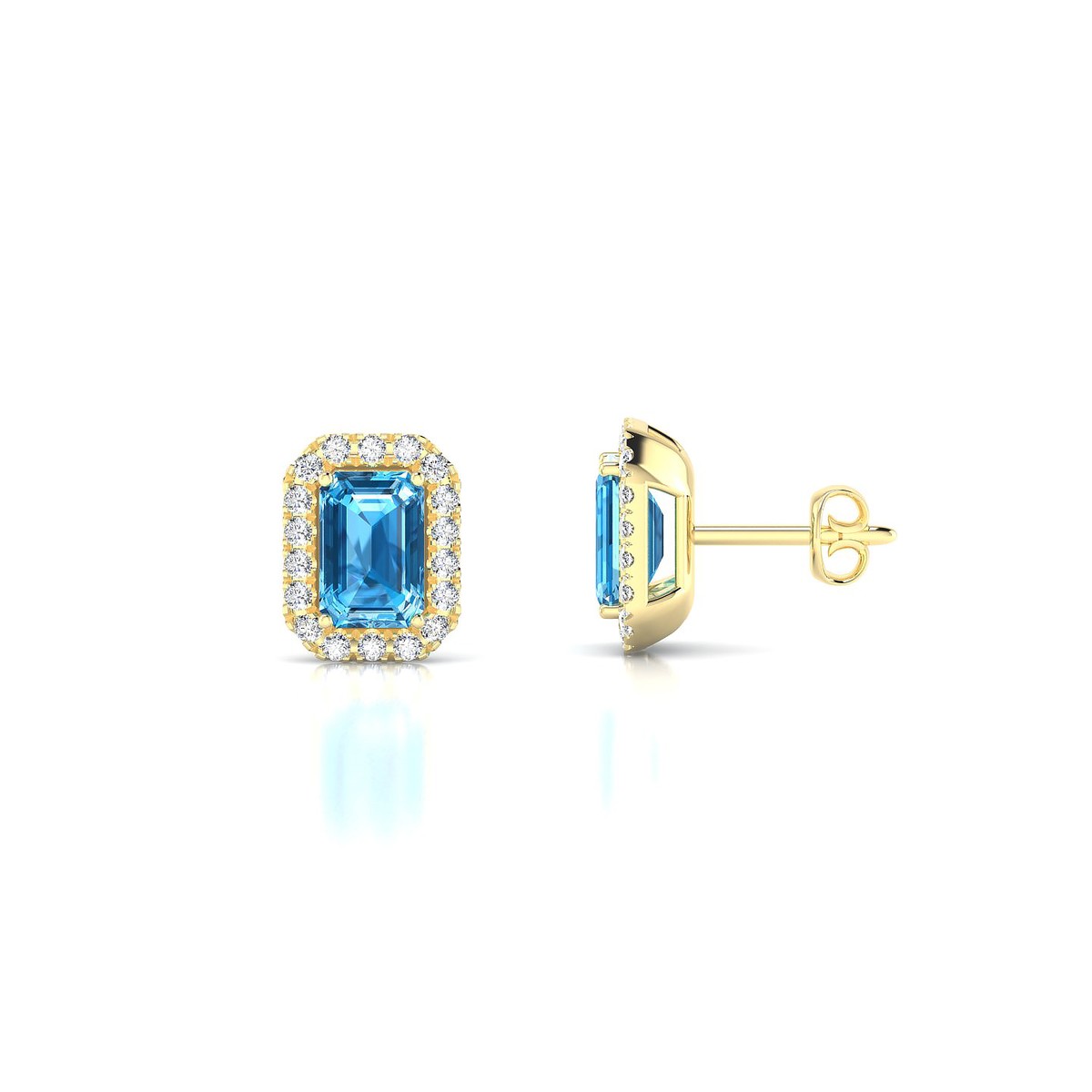 Solar | 18k Yellow Gold 6 x 4 mm Emerald Topaz Earrings