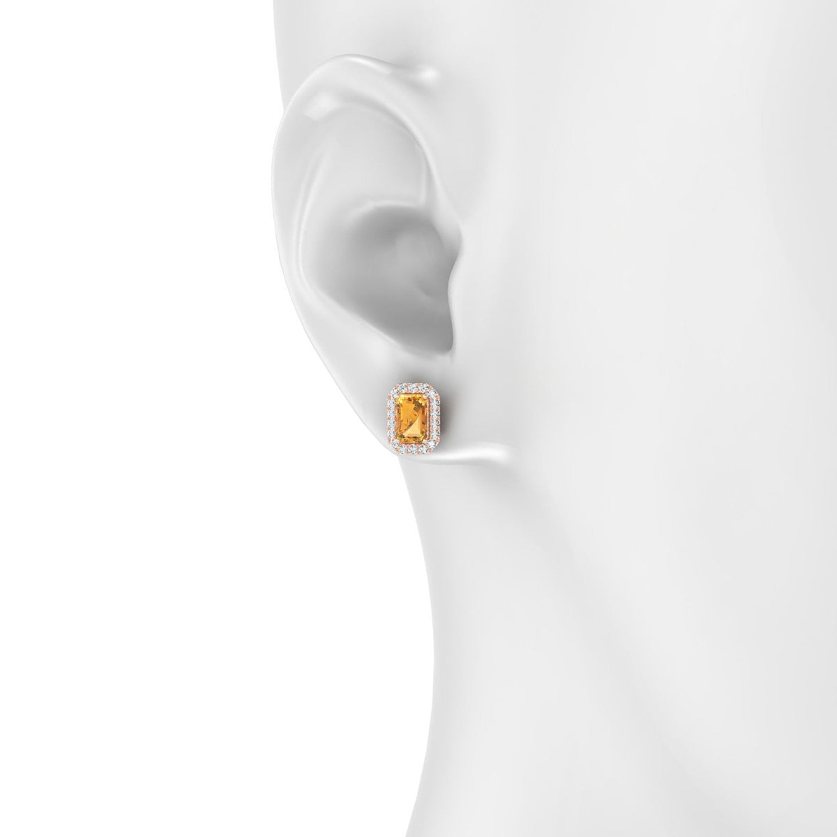Solar | 18k Rose Gold 6 x 4 mm Emerald Citrine Earrings
