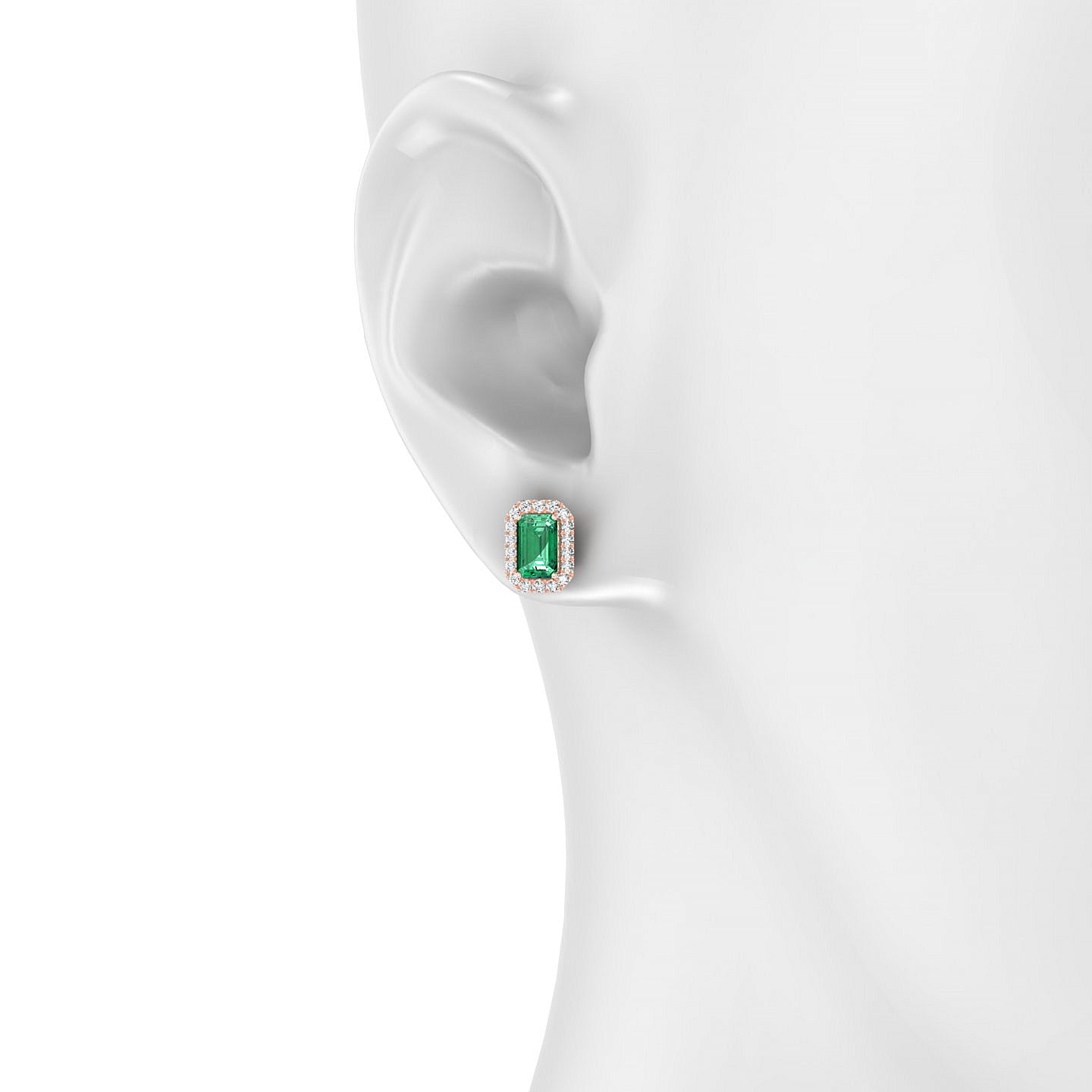Solar | 18k Rose Gold 6 x 4 mm Emerald Emerald Earrings