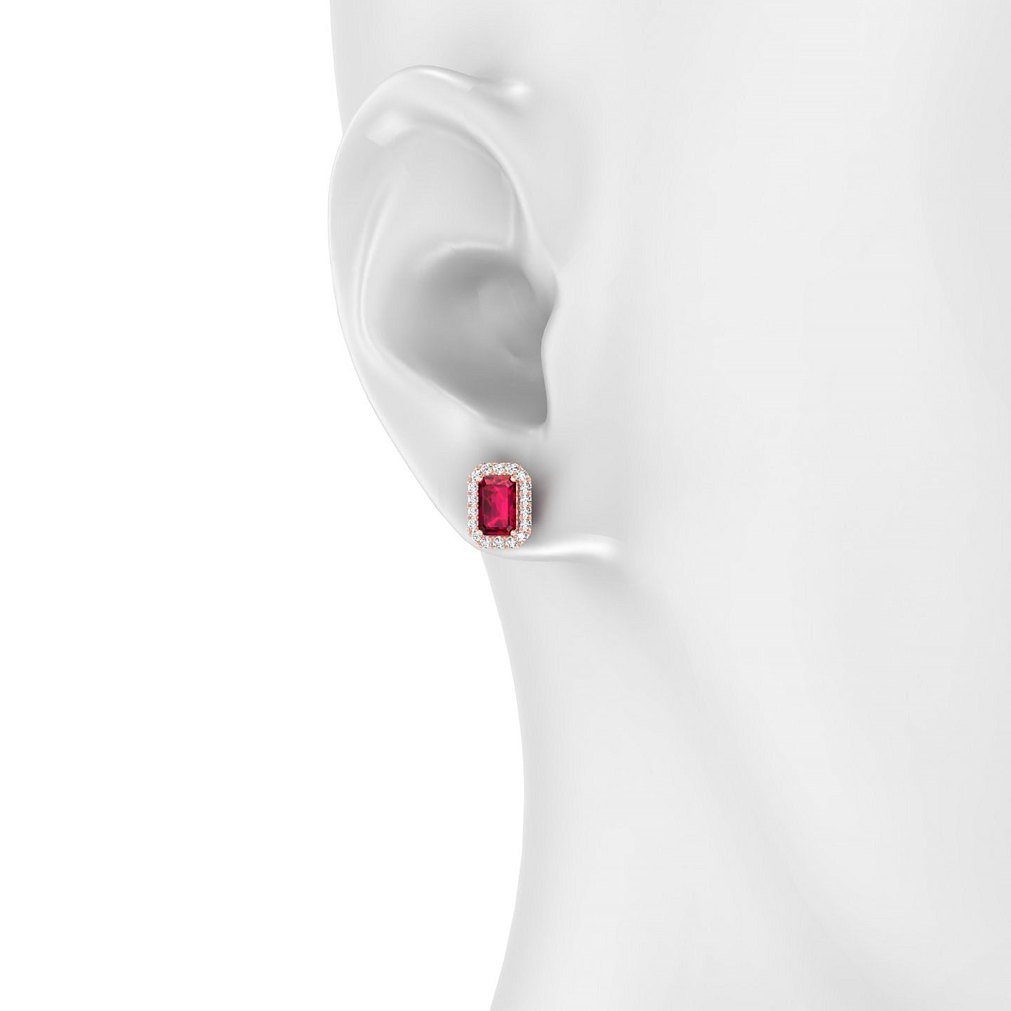 Solar | 18k Rose Gold 6 x 4 mm Emerald Ruby Earrings