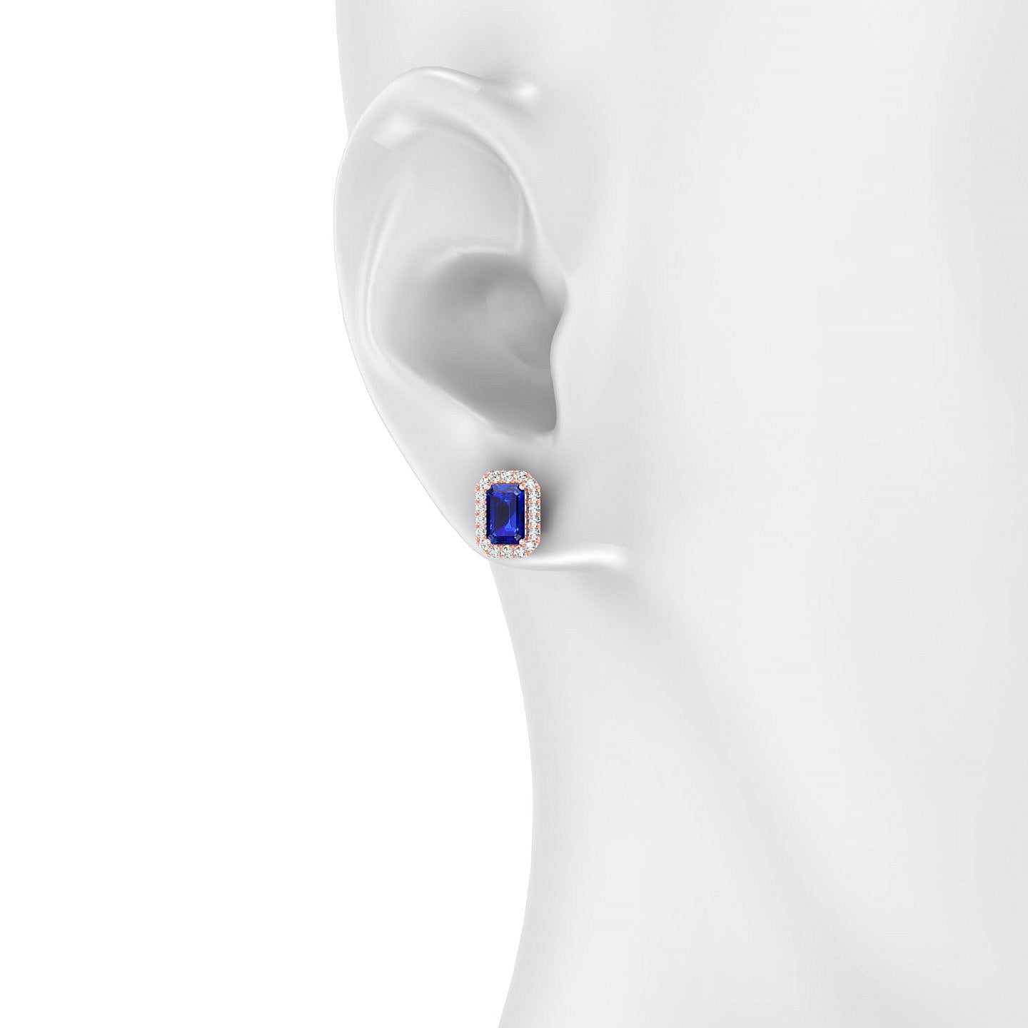 Solar | 18k Rose Gold 6 x 4 mm Emerald Sapphire Earrings