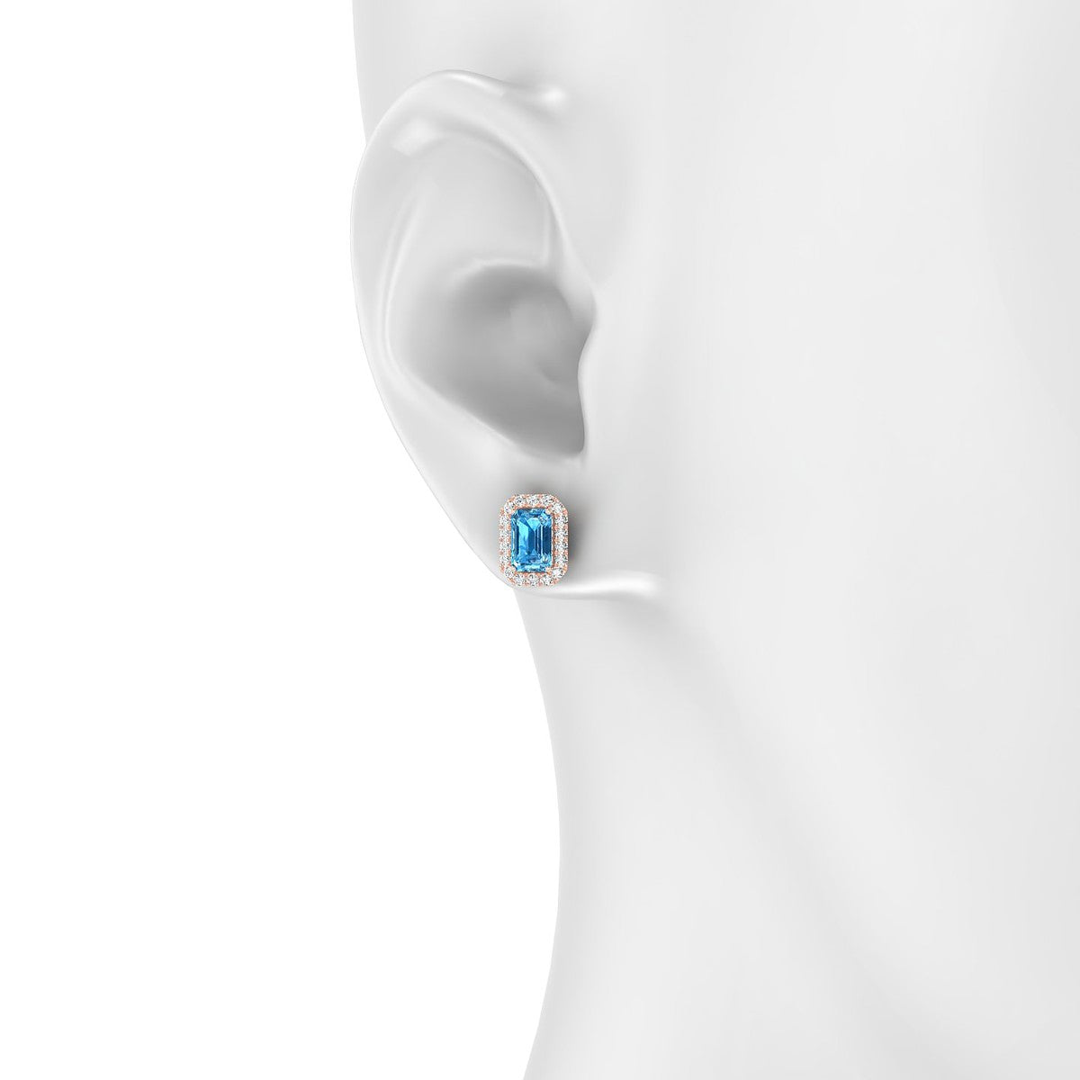 Solar | 18k Rose Gold 6 x 4 mm Emerald Topaz Earrings