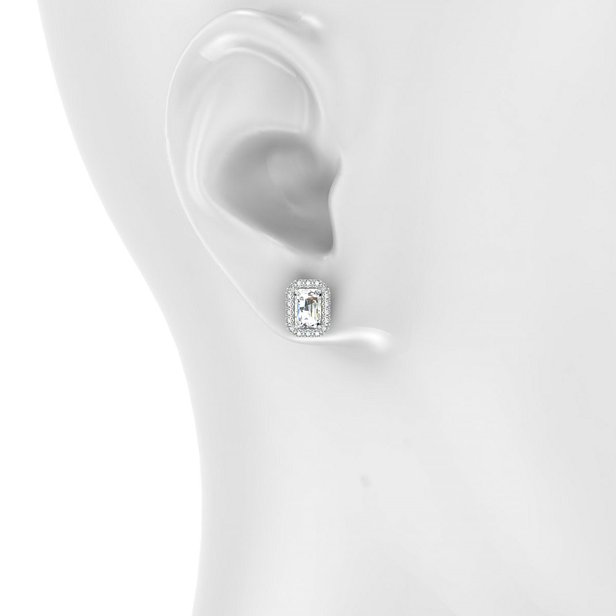 Solar | 18k White Gold 6 x 4 mm Emerald Diamond Earrings