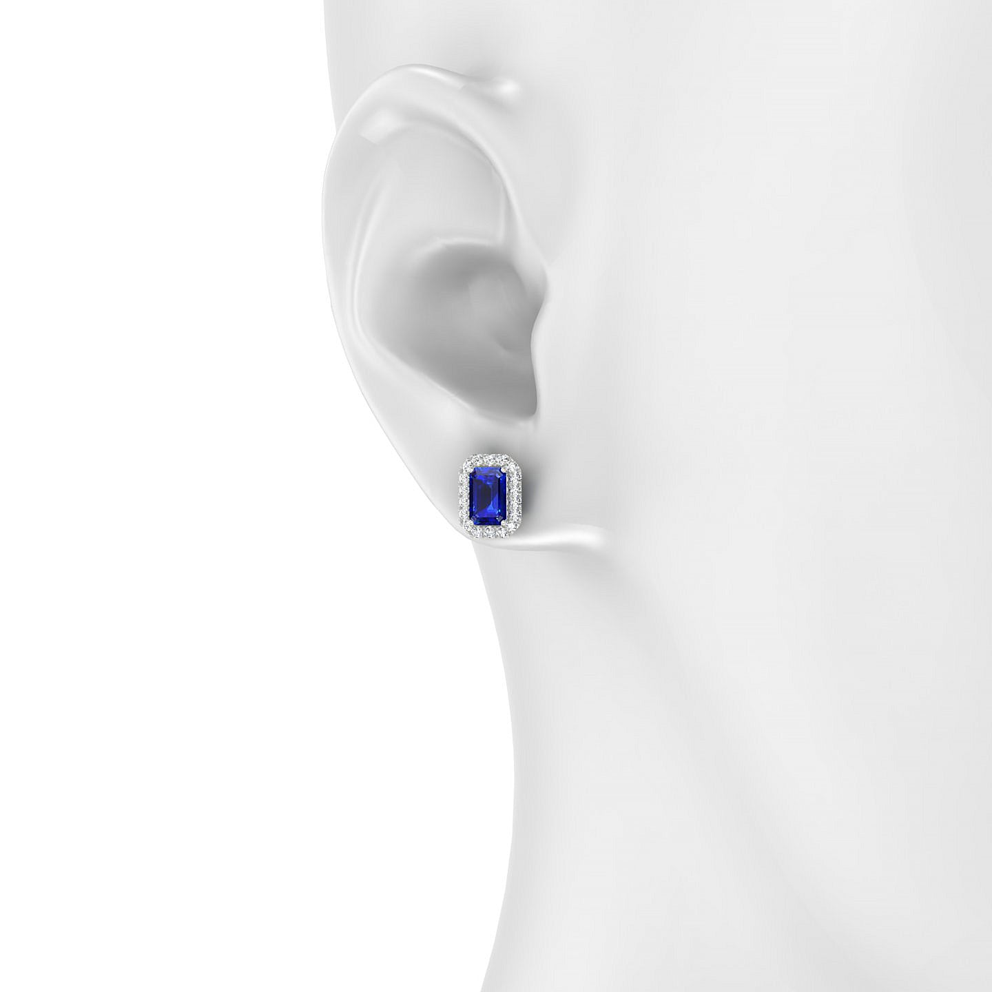 Solar | 18k White Gold 6 x 4 mm Emerald Sapphire Earrings