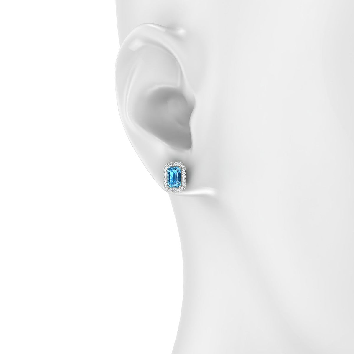 Solar | 18k White Gold 6 x 4 mm Emerald Topaz Earrings