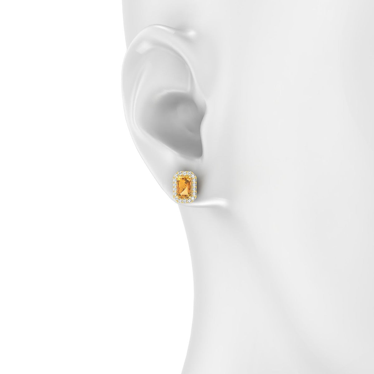 Solar | 18k Yellow Gold 6 x 4 mm Emerald Citrine Earrings