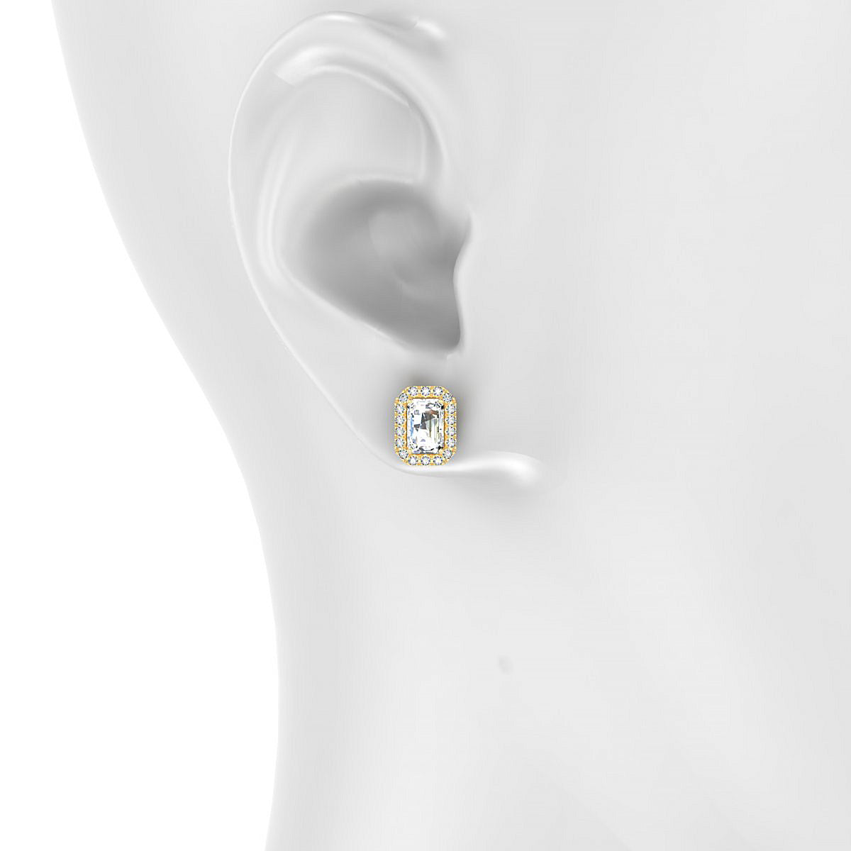Solar | 18k Yellow Gold 6 x 4 mm Emerald Diamond Earrings