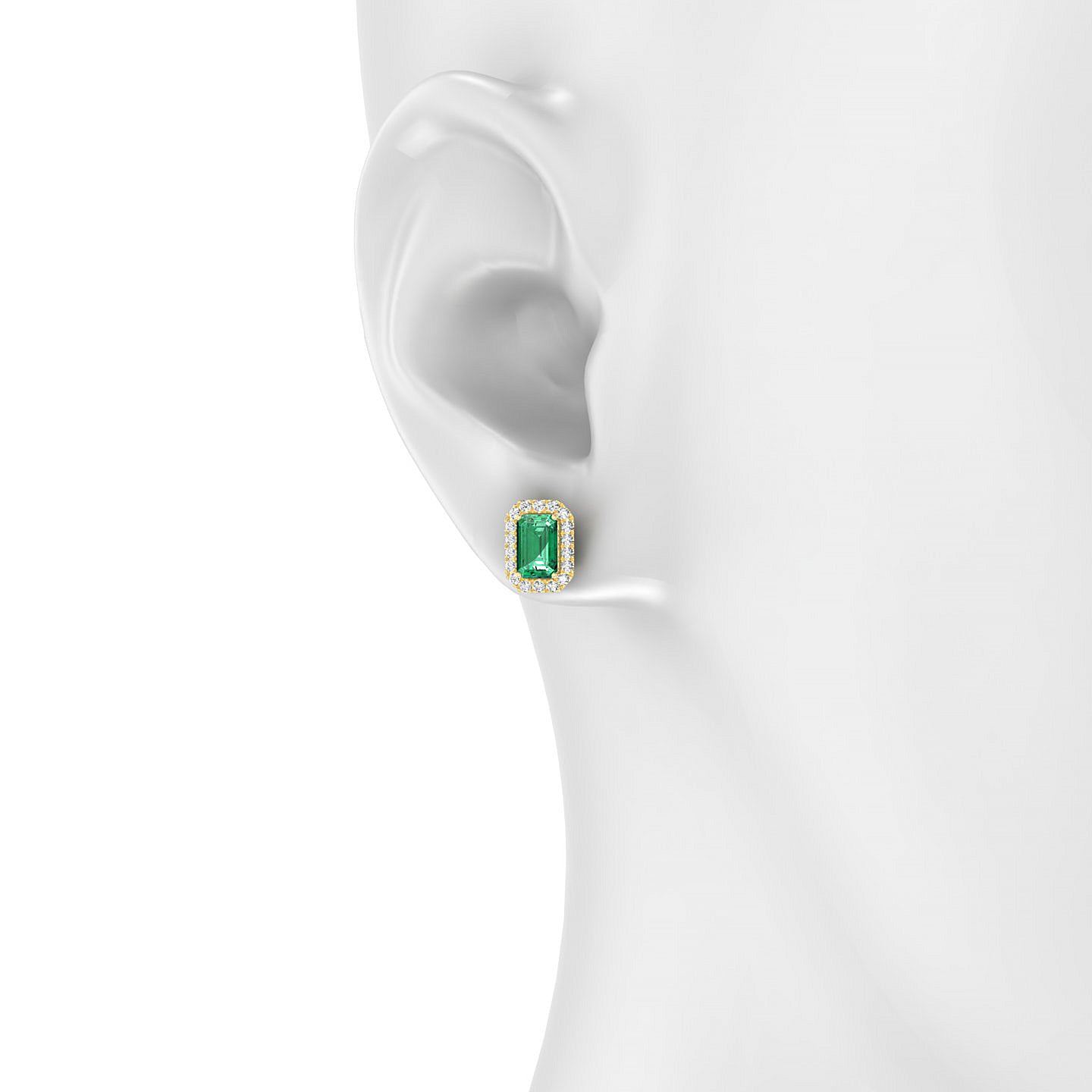Solar | 18k Yellow Gold 6 x 4 mm Emerald Emerald Earrings