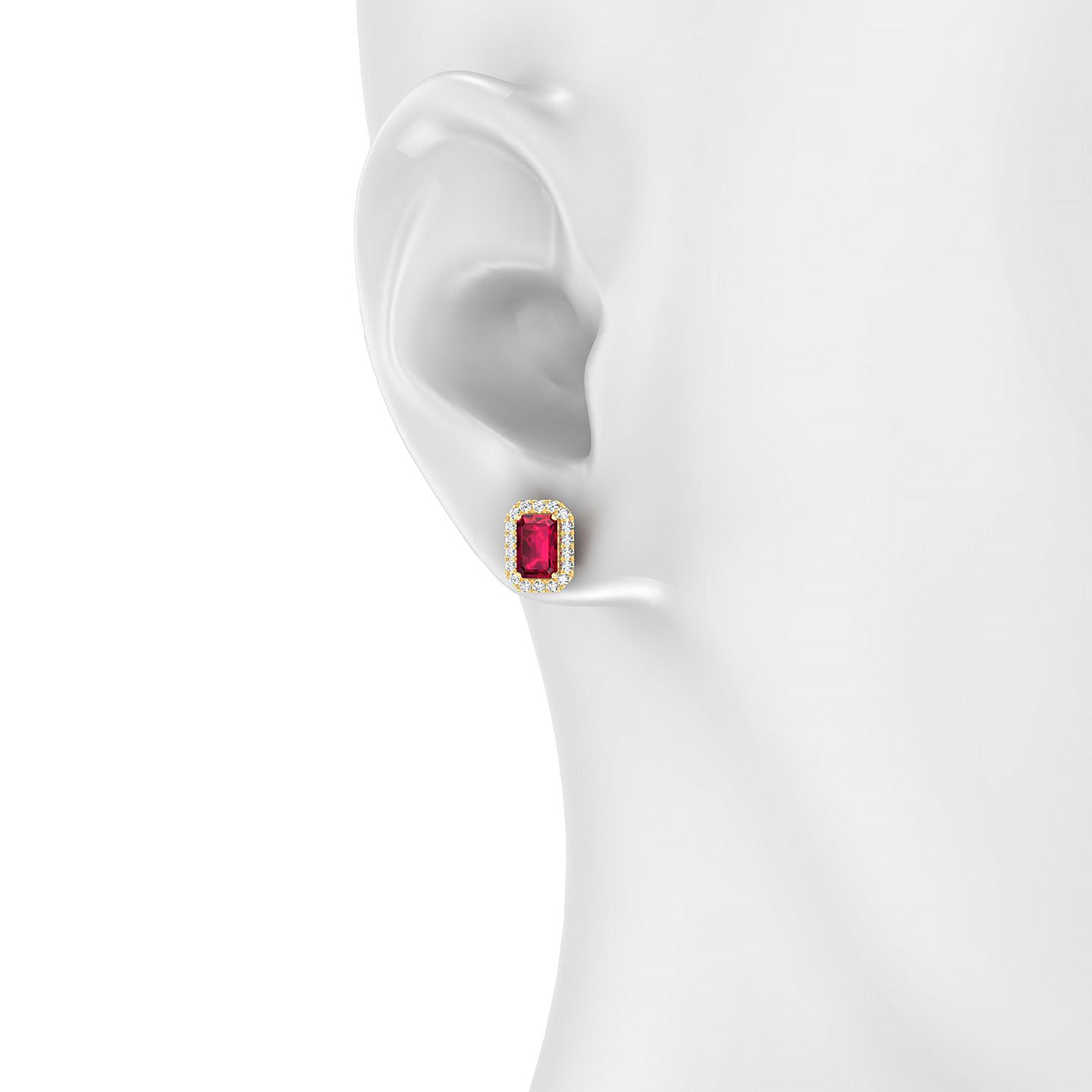 Solar | 18k Yellow Gold 6 x 4 mm Emerald Ruby Earrings