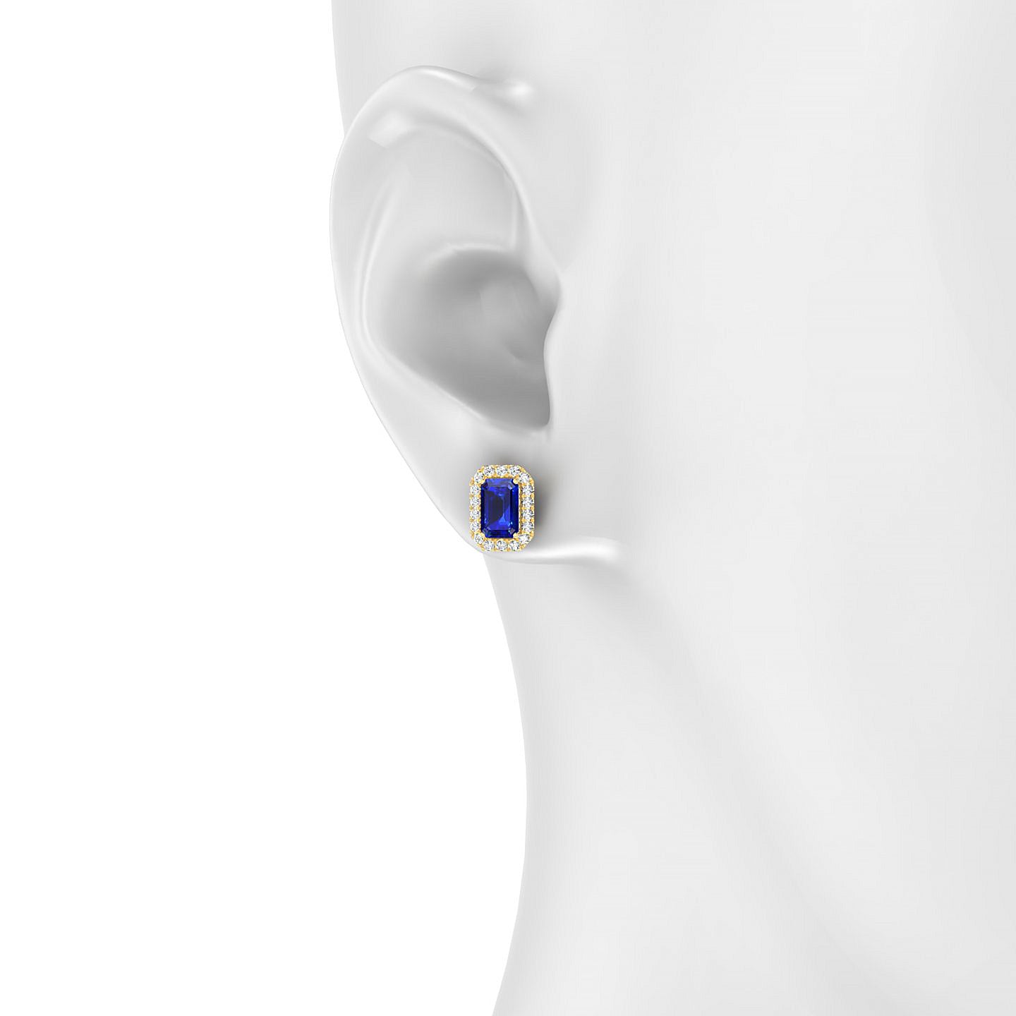 Solar | 18k Yellow Gold 6 x 4 mm Emerald Sapphire Earrings