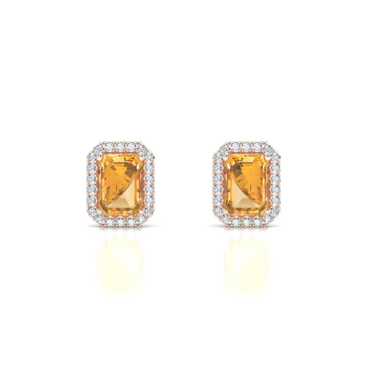 Solar | 18k Rose Gold 7 x 5 mm Emerald Citrine Earrings