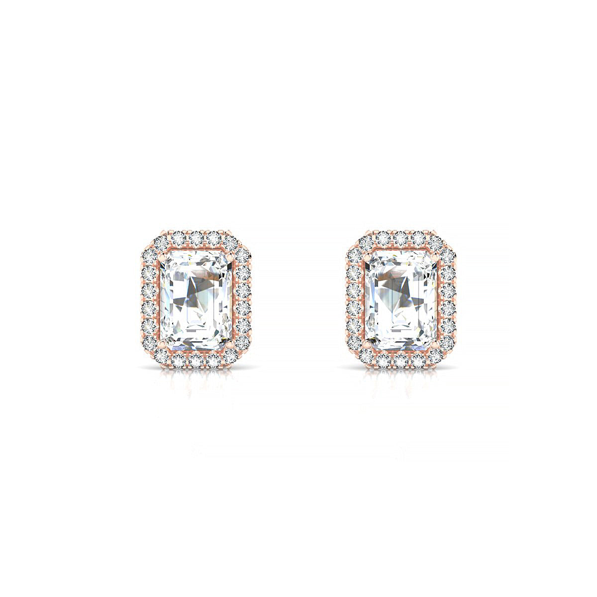Solar | 18k Rose Gold 7 x 5 mm Emerald Diamond Earrings