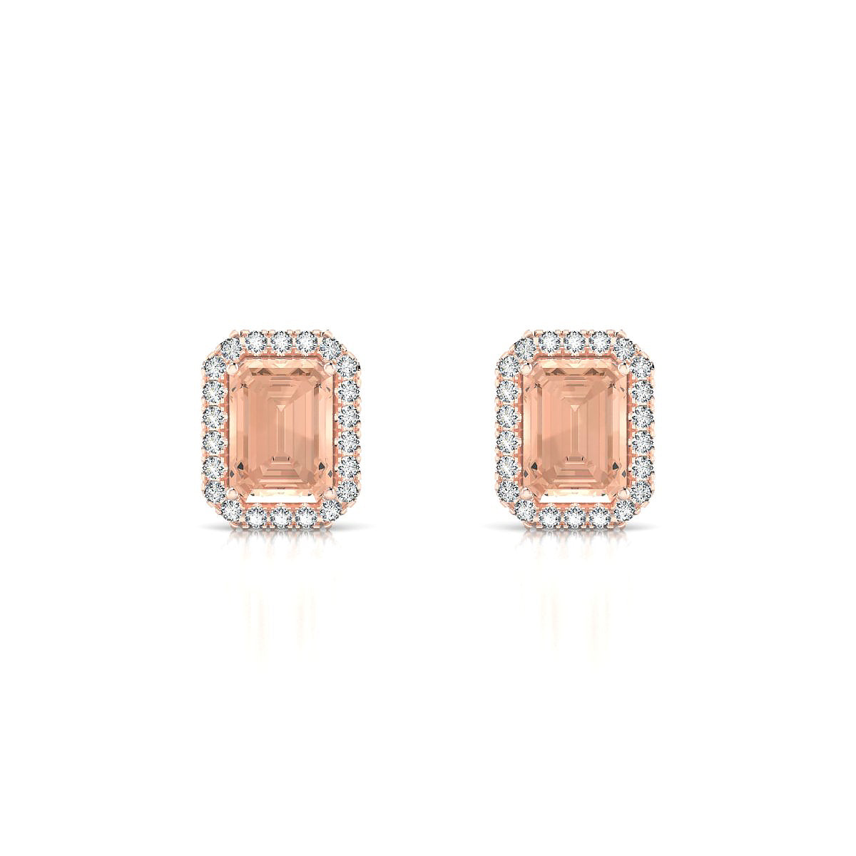 Solar | 18k Rose Gold 7 x 5 mm Emerald Morganite Earrings