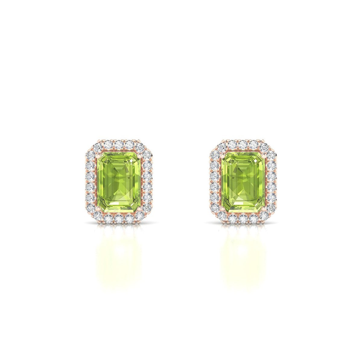 Solar | 18k Rose Gold 7 x 5 mm Emerald Peridot Earrings