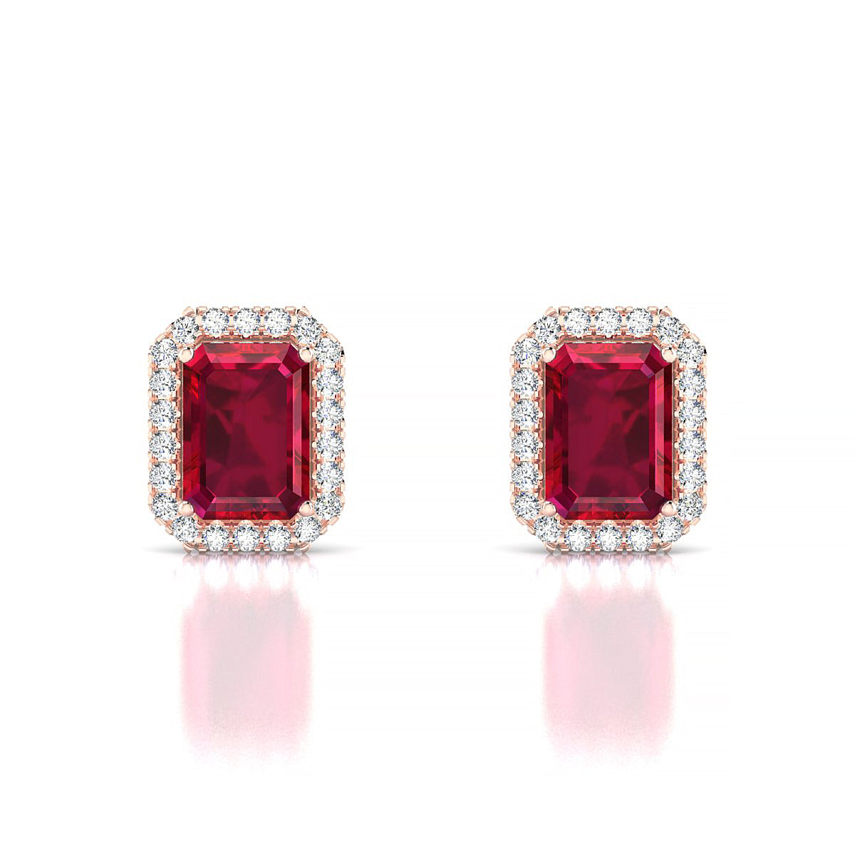 Solar | 18k Rose Gold 7 x 5 mm Emerald Ruby Earrings