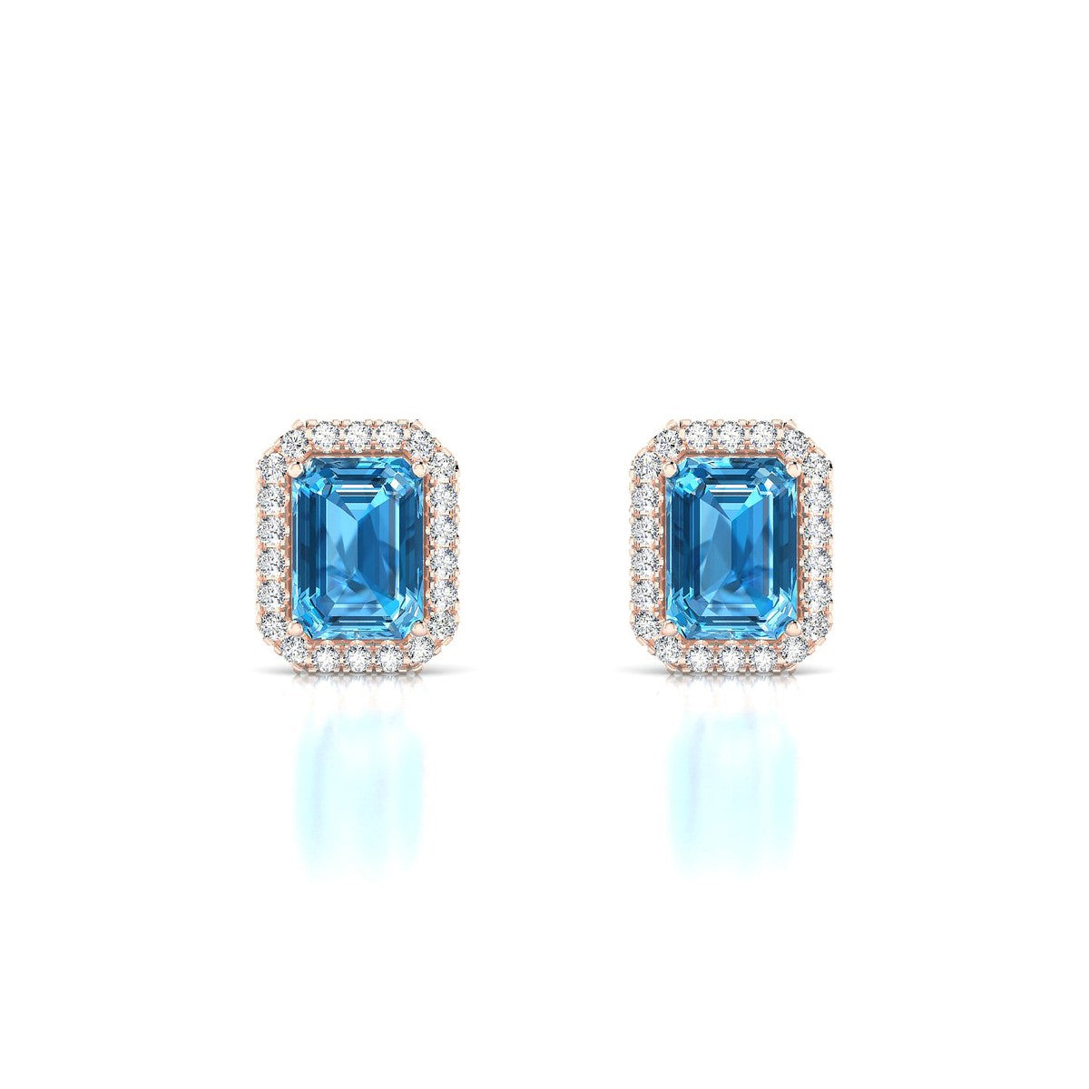 Solar | 18k Rose Gold 7 x 5 mm Emerald Topaz Earrings