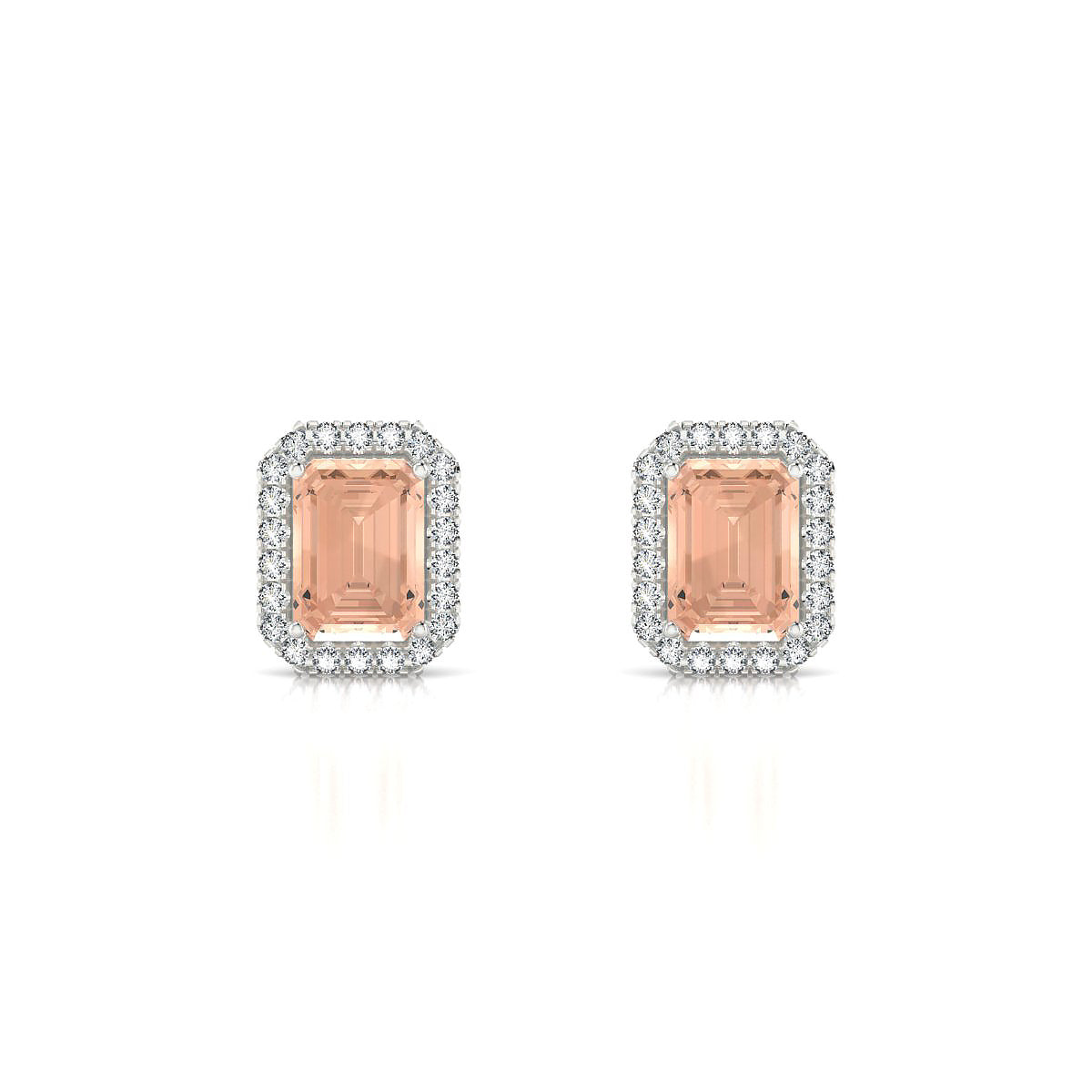 Solar | 18k White Gold 7 x 5 mm Emerald Morganite Earrings