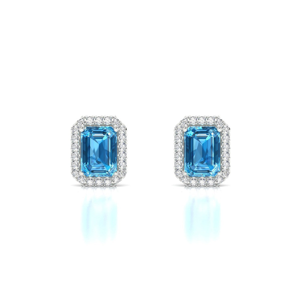 Solar | 18k White Gold 7 x 5 mm Emerald Topaz Earrings