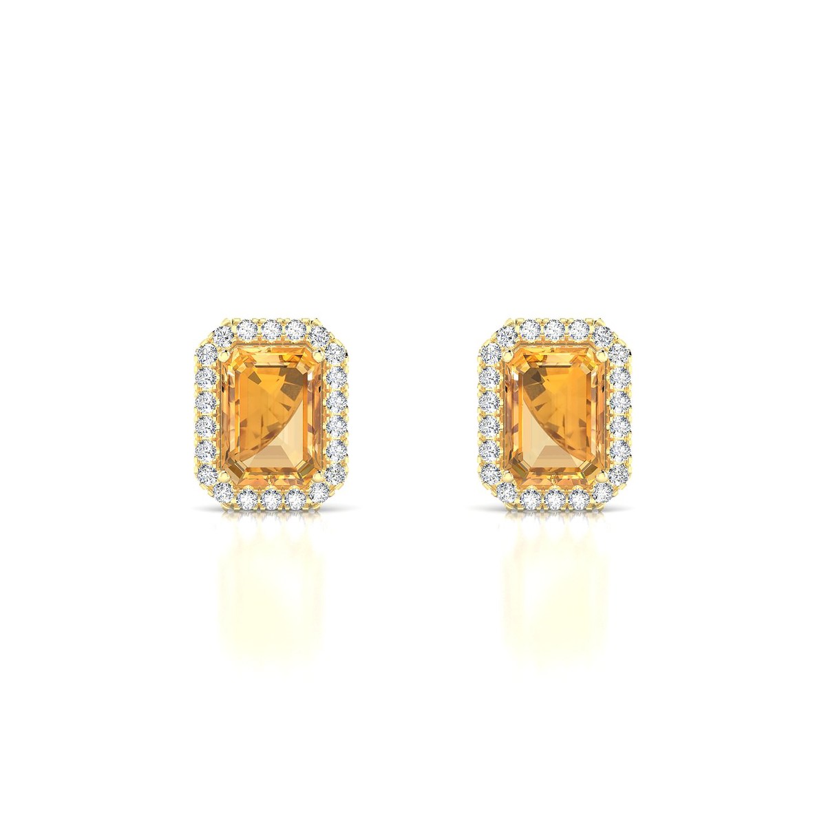 Solar | 18k Yellow Gold 7 x 5 mm Emerald Citrine Earrings