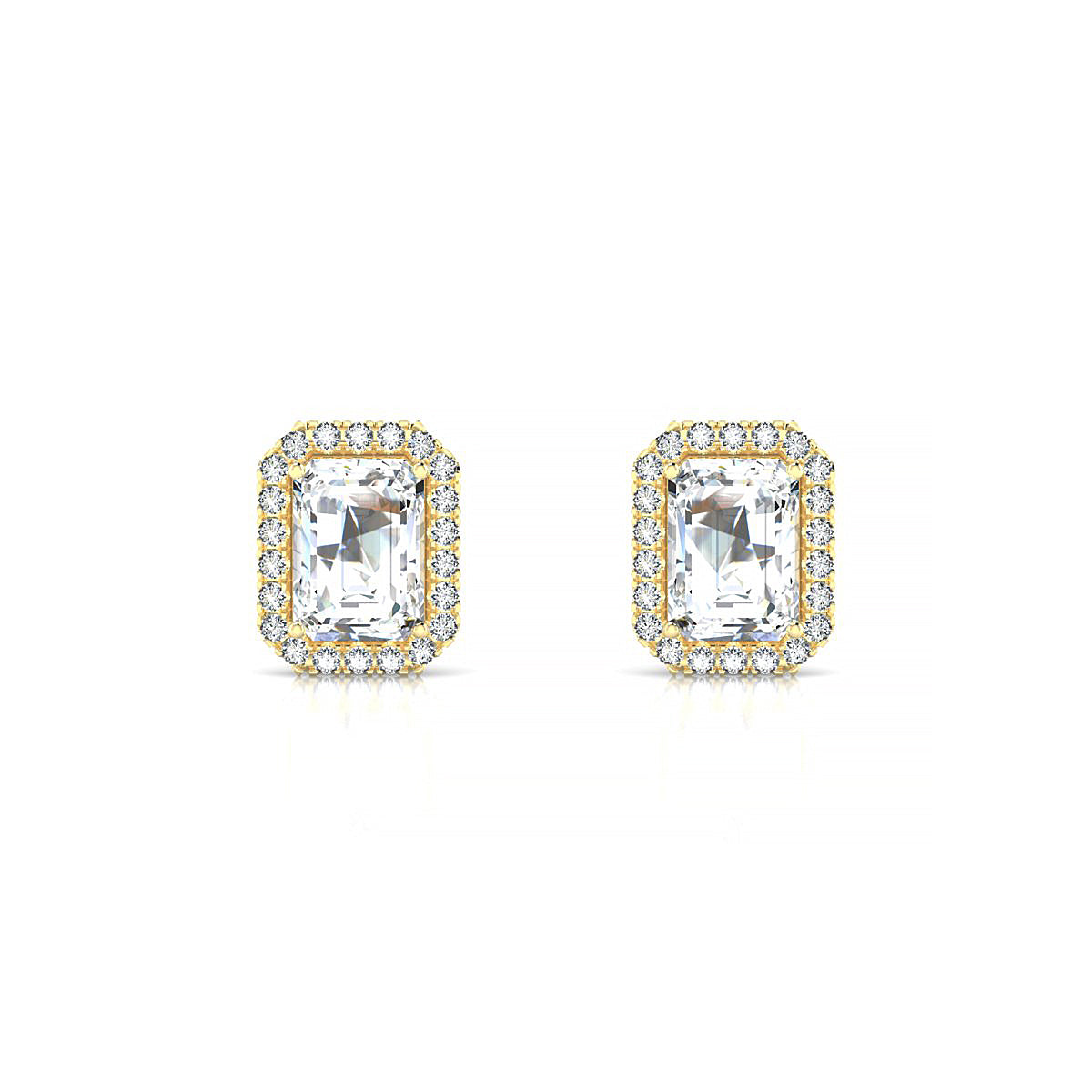 Solar | 18k Yellow Gold 7 x 5 mm Emerald Diamond Earrings