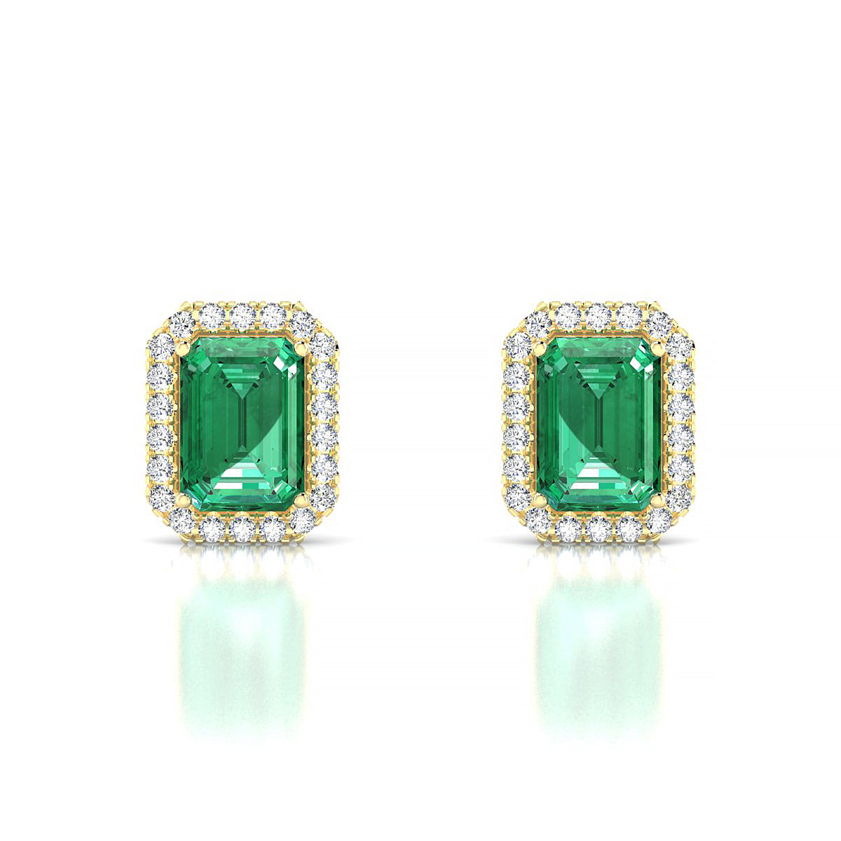 Solar | 18k Yellow Gold 7 x 5 mm Emerald Emerald Earrings