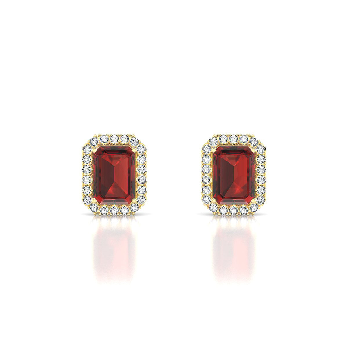 Solar | 18k Yellow Gold 7 x 5 mm Emerald Garnet Earrings