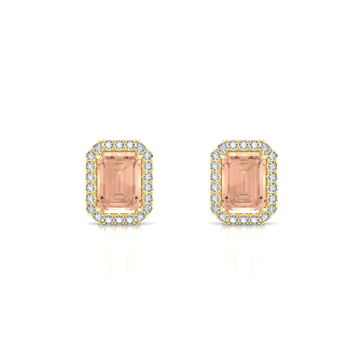 Solar | 18k Yellow Gold 7 x 5 mm Emerald Morganite Earrings