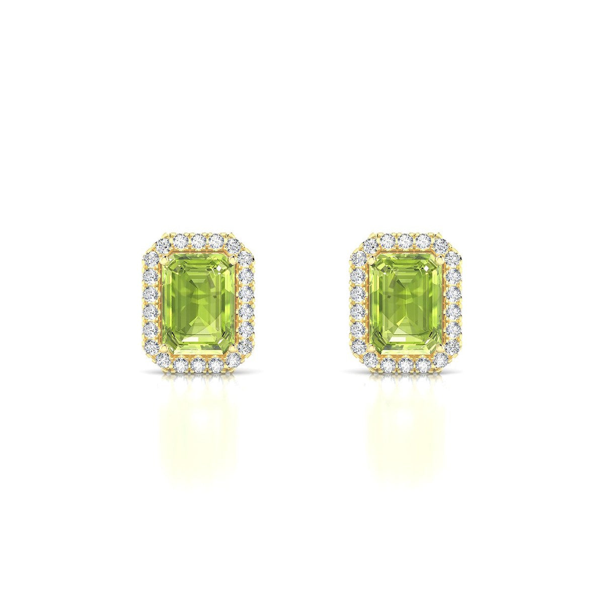Solar | 18k Yellow Gold 7 x 5 mm Emerald Peridot Earrings