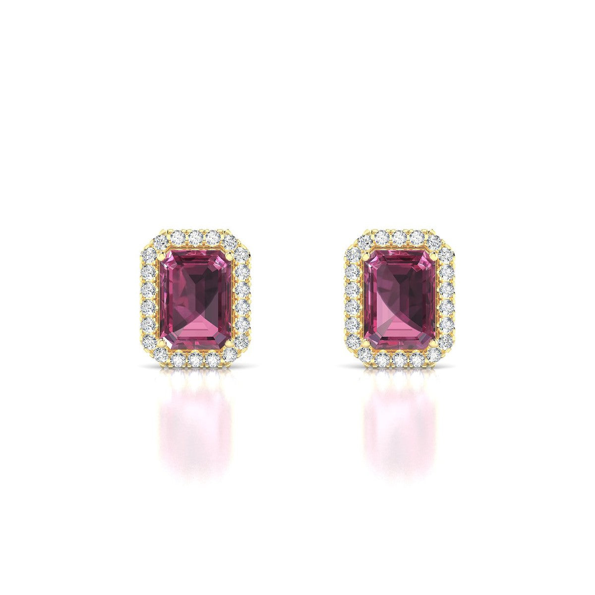 Solar | 18k Yellow Gold 7 x 5 mm Emerald Rhodolite Earrings