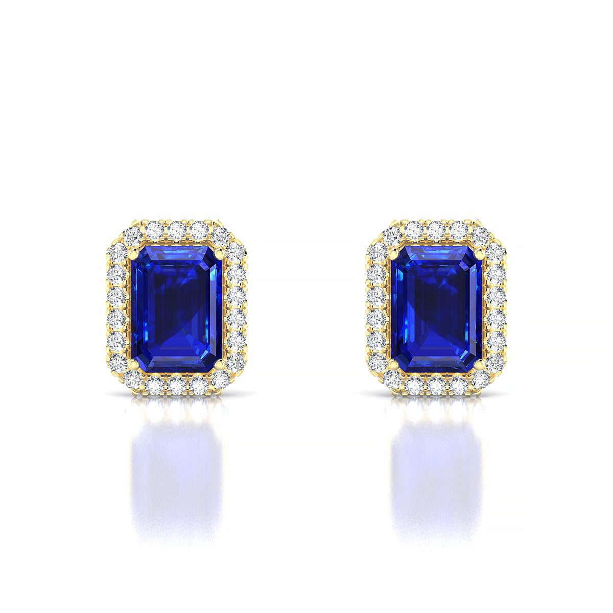 Solar | 18k Yellow Gold 7 x 5 mm Emerald Sapphire Earrings