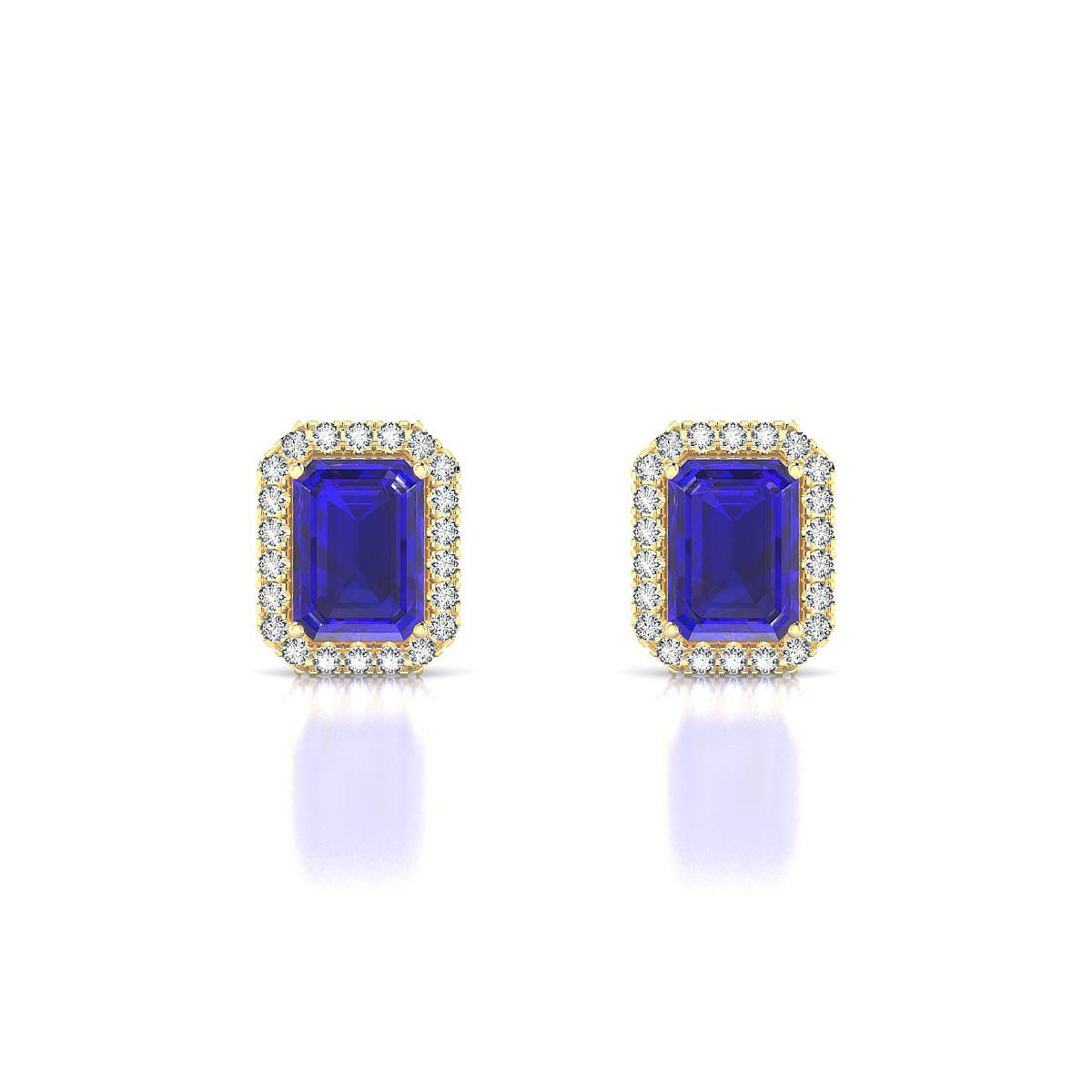 Solar | 18k Yellow Gold 7 x 5 mm Emerald Tanzanite Earrings