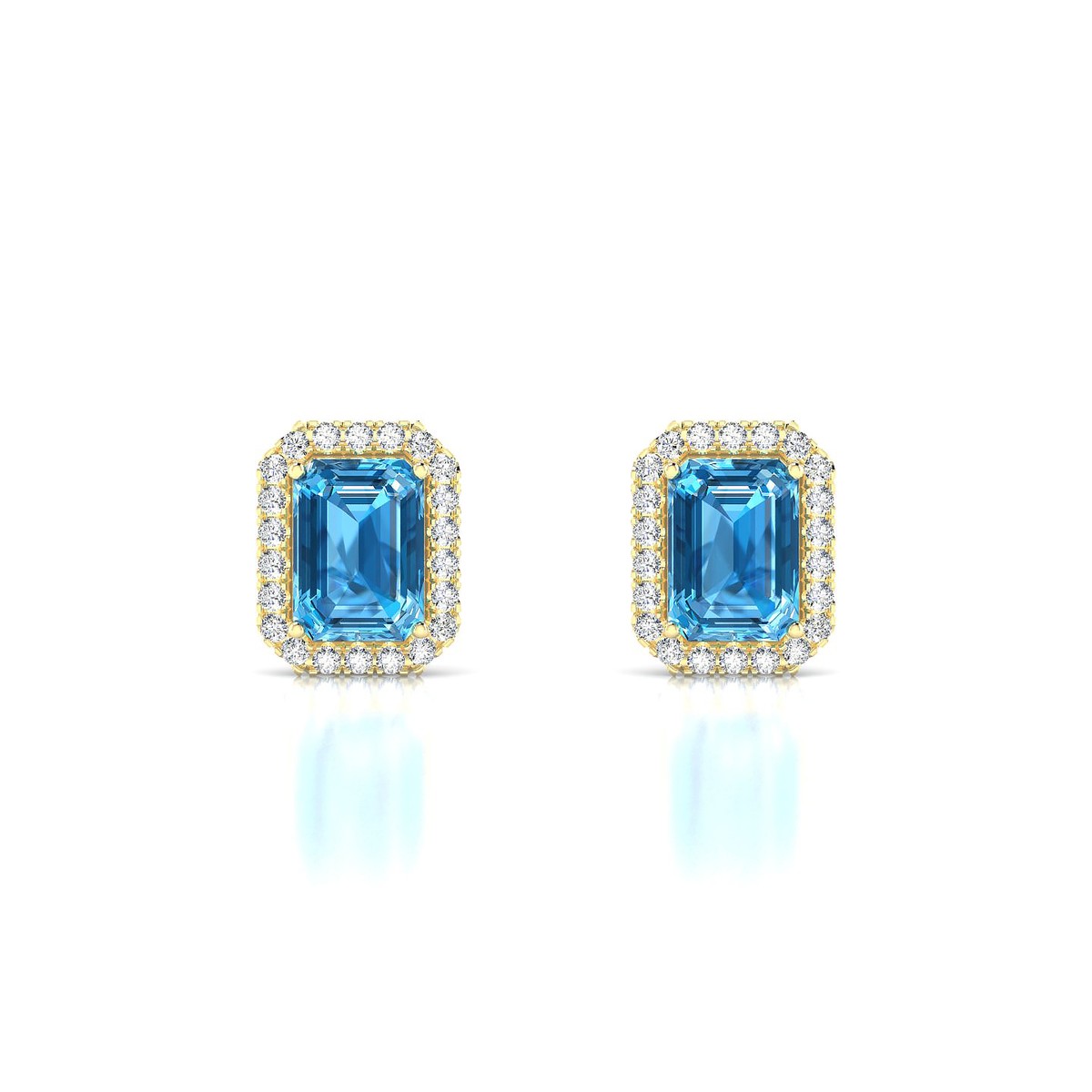Solar | 18k Yellow Gold 7 x 5 mm Emerald Topaz Earrings