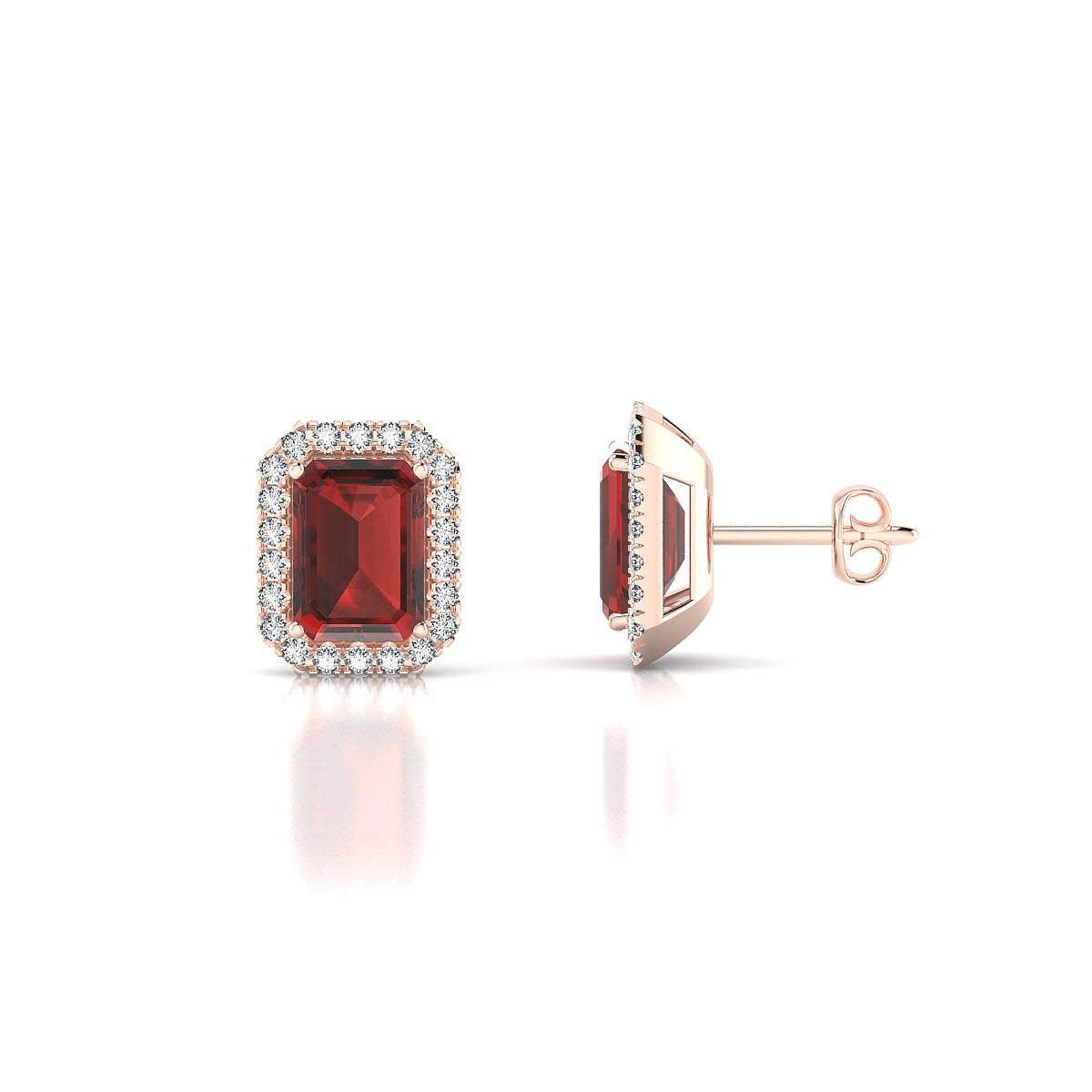 Solar | 18k Rose Gold 7 x 5 mm Emerald Garnet Earrings