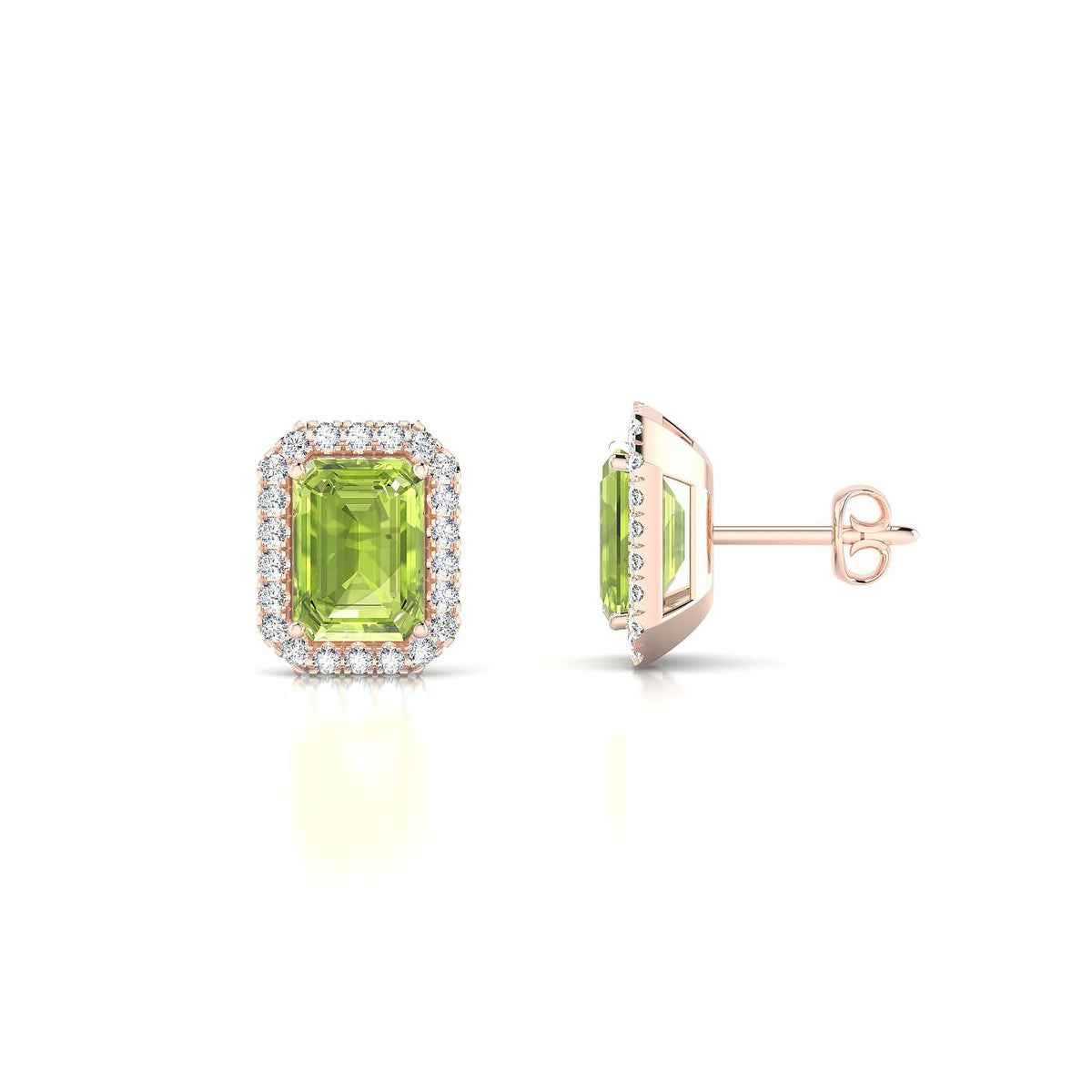 Solar | 18k Rose Gold 7 x 5 mm Emerald Peridot Earrings