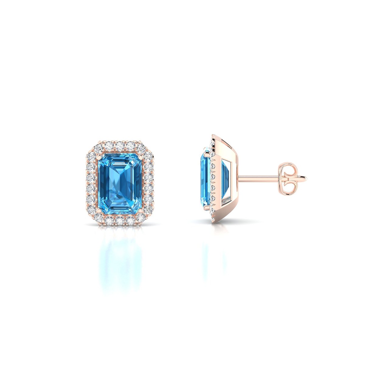 Solar | 18k Rose Gold 7 x 5 mm Emerald Topaz Earrings