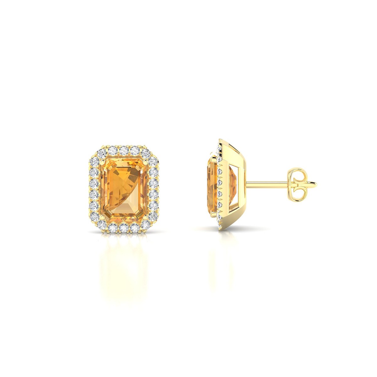 Solar | 18k Yellow Gold 7 x 5 mm Emerald Citrine Earrings