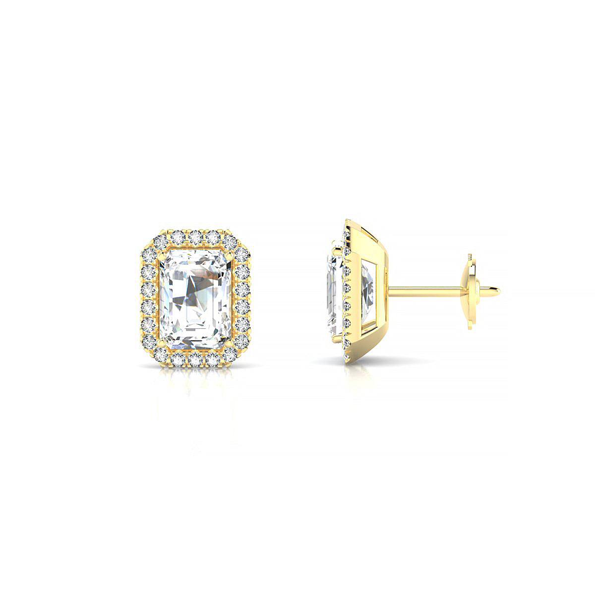 Solar | 18k Yellow Gold 7 x 5 mm Emerald Diamond Earrings
