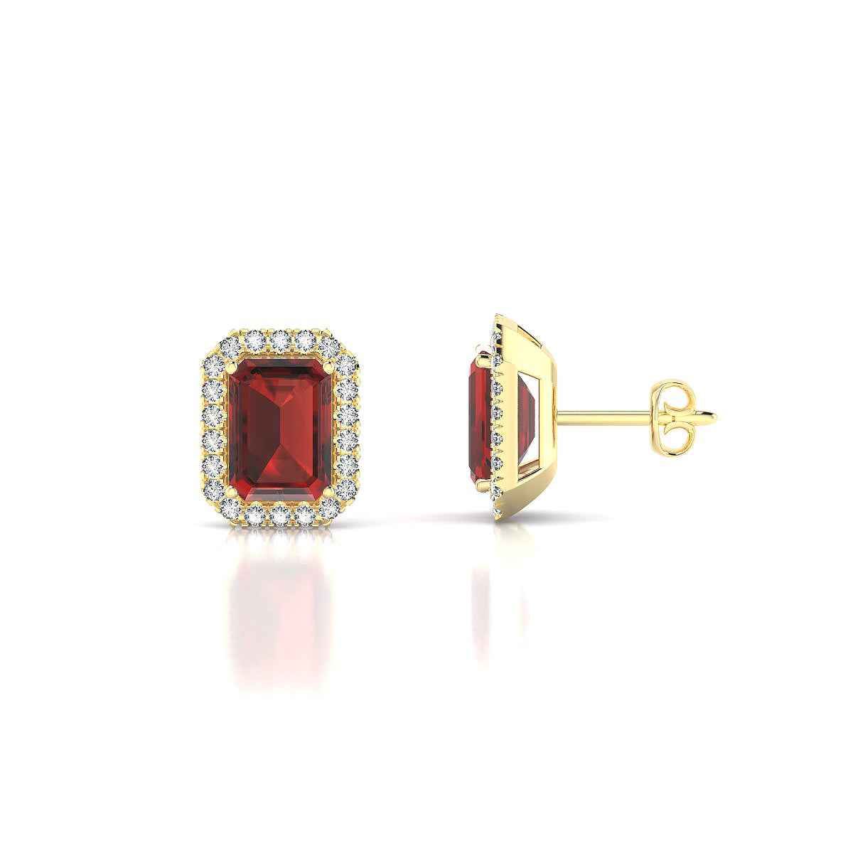 Solar | 18k Yellow Gold 7 x 5 mm Emerald Garnet Earrings