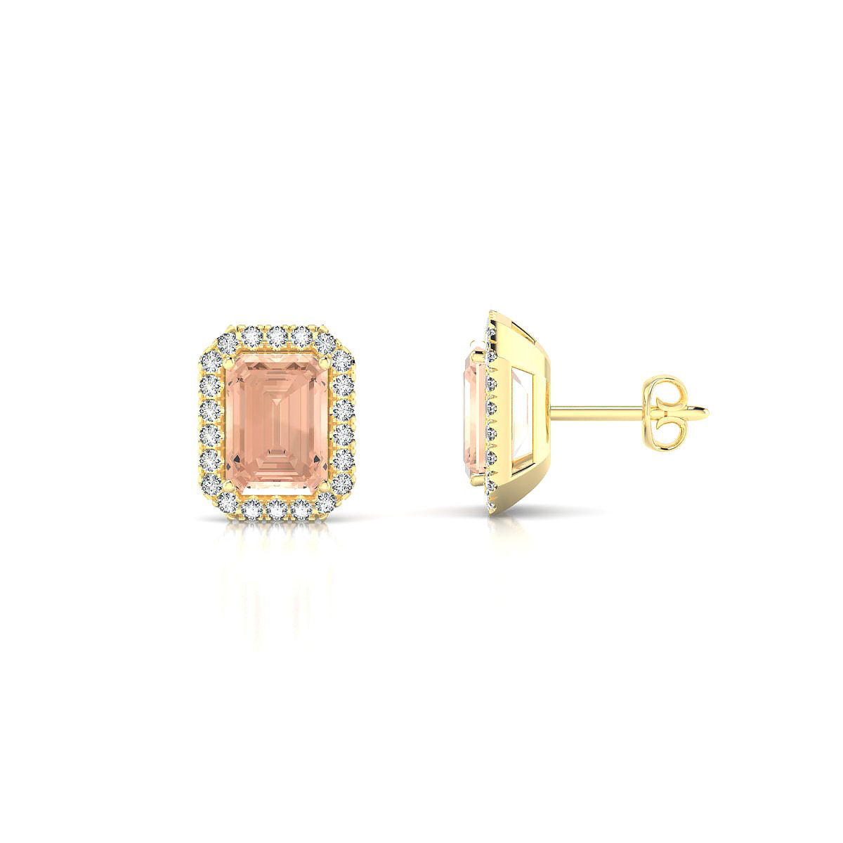 Solar | 18k Yellow Gold 7 x 5 mm Emerald Morganite Earrings