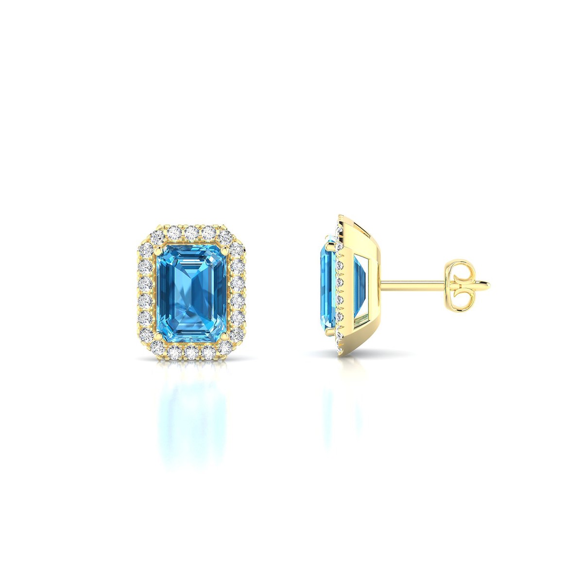 Solar | 18k Yellow Gold 7 x 5 mm Emerald Topaz Earrings