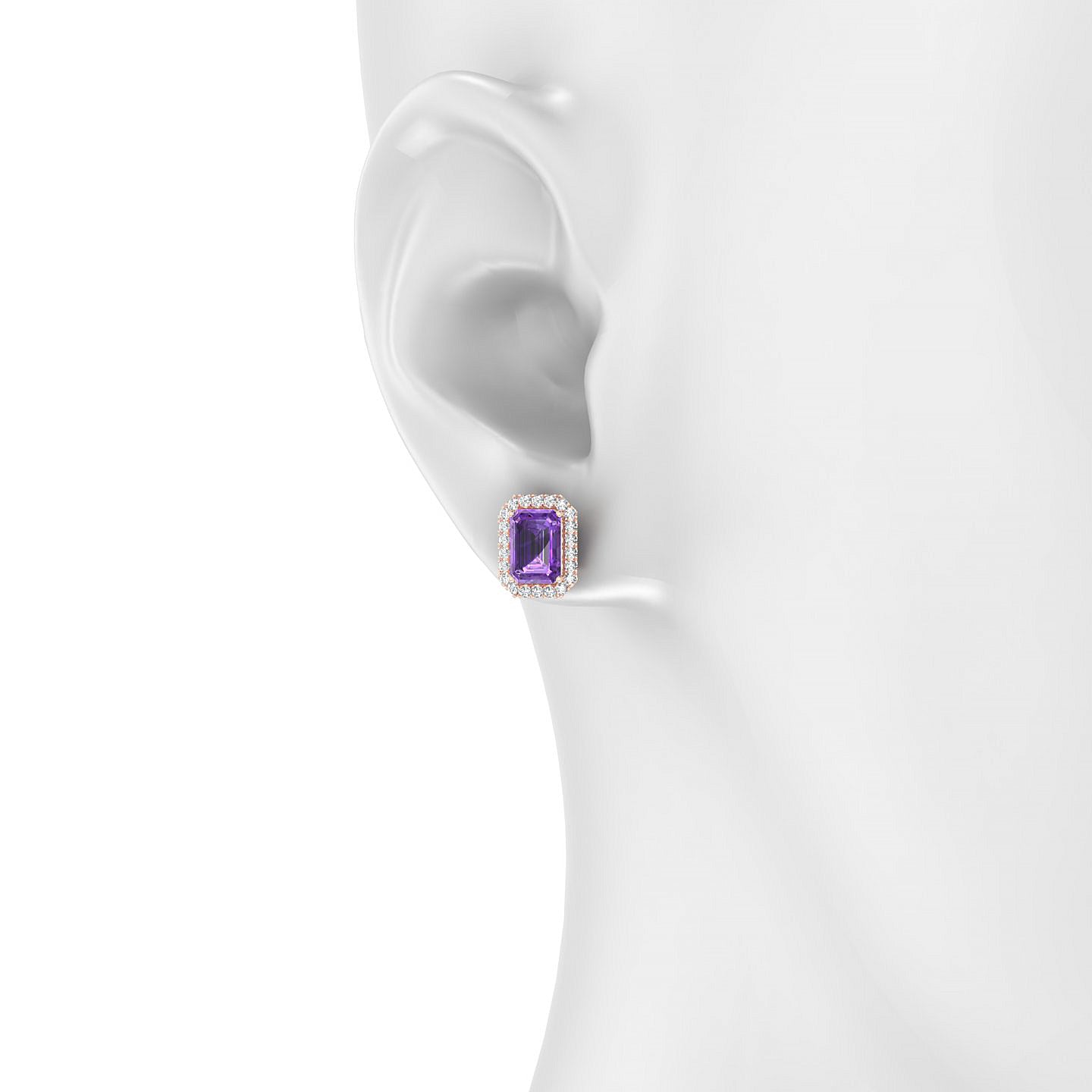 Solar | 18k Rose Gold 7 x 5 mm Emerald Amethyst Earrings