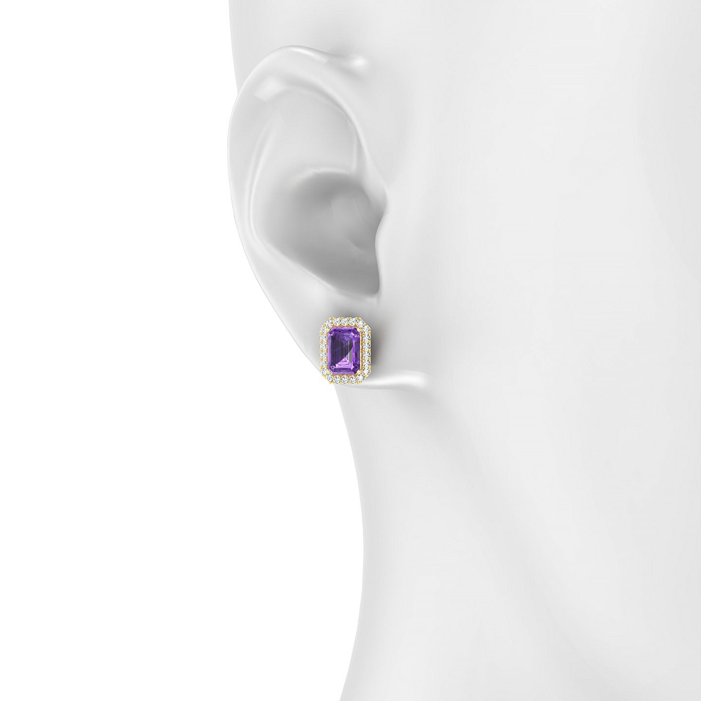 Solar | 18k Yellow Gold 7 x 5 mm Emerald Amethyst Earrings