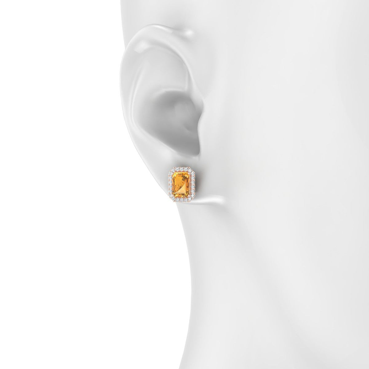 Solar | 18k Rose Gold 7 x 5 mm Emerald Citrine Earrings